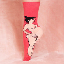 Load image into Gallery viewer, Pregnant Woman Socks - Black Hair