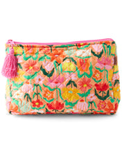 Load image into Gallery viewer, Popping flowers peach quilted cotton toiletry purse