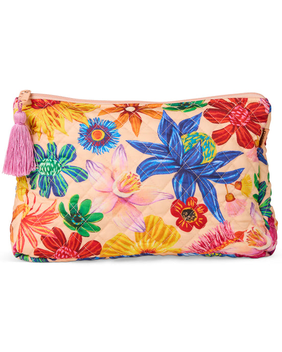 WILD FLOWERS IN BLOOM QUILTED COTTON TOILETRY PURSE