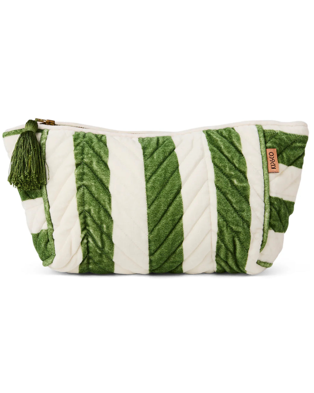 MOSS STRIPE VELVET TOILETRY BAG