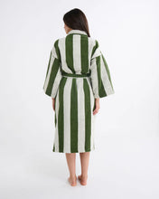 Load image into Gallery viewer, Moss Stripe Terry Bath Robe