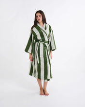 Load image into Gallery viewer, Moss Stripe Terry Bath Robe