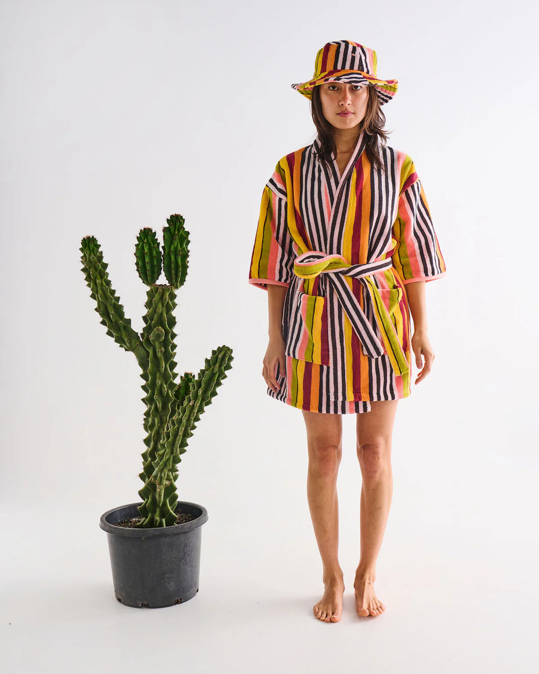 Casablanca Stripe Terry Mini Robe