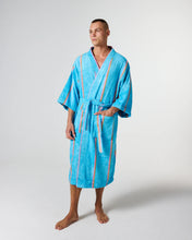 Load image into Gallery viewer, Aegean Stripe Bamboo Terry Bath Robe