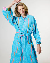 Load image into Gallery viewer, Aegean Stripe Bamboo Terry Bath Robe