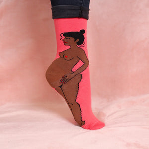 Pregnant Black Woman Socks
