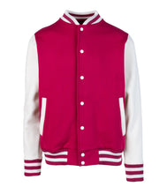 Load image into Gallery viewer, Raspberry Kiss Varsity Jacket - PRE ORDER