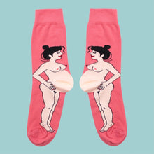 Load image into Gallery viewer, Pregnant Woman Socks - Black Hair