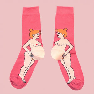 Pregnant Woman Socks - Red Hair