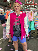 Load image into Gallery viewer, Raspberry Kiss Varsity Jacket - PRE ORDER