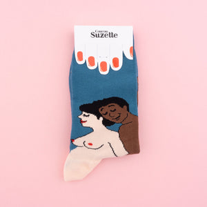 Pregnant Woman Socks - White Mum Black Dad